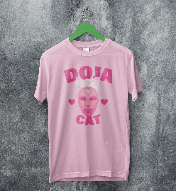 Retro Doja Cat T-Shirt Rap Meme Face Doja Cat Shirt Pop Music Rapper Tee - Light Pink - WorldWideShirt