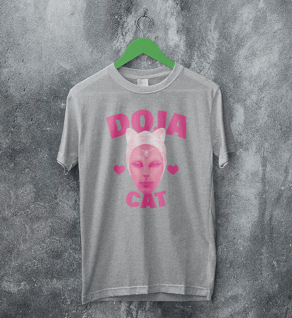 Retro Doja Cat T-Shirt Rap Meme Face Doja Cat Shirt Pop Music Rapper Tee - Sport Grey - WorldWideShirt