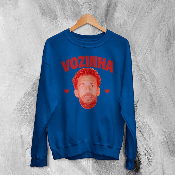 Retro Vozinha Sweatshirt, Vintage Vozinha Face Shirt, Goalkeeper Soccer Legend Crewneck - Royal Blue - WorldWideShirt