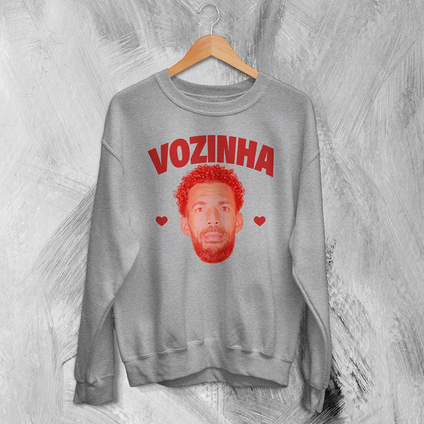 Retro Vozinha Sweatshirt, Vintage Vozinha Face Shirt, Goalkeeper Soccer Legend Crewneck - Sport Grey - WorldWideShirt