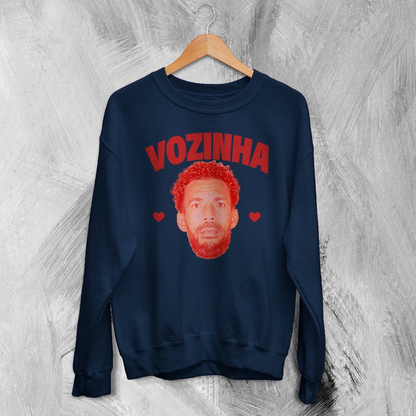 Retro Vozinha Sweatshirt, Vintage Vozinha Face Shirt, Goalkeeper Soccer Legend Crewneck - Navy Blue - WorldWideShirt
