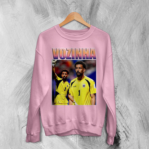 Retro Vozinha Sweatshirt, Vozinha Goalkeeper Shirt, Vintage Soccer Legend Crewneck - Light Pink - WorldWideShirt