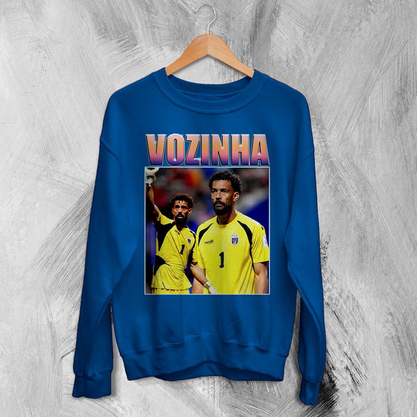 Retro Vozinha Sweatshirt, Vozinha Goalkeeper Shirt, Vintage Soccer Legend Crewneck - Royal Blue - WorldWideShirt