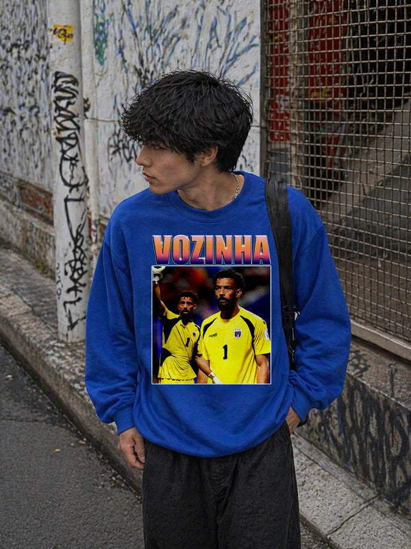 Retro Vozinha Sweatshirt, Vozinha Goalkeeper Shirt, Vintage Soccer Legend Crewneck - Royal Blue - WorldWideShirt