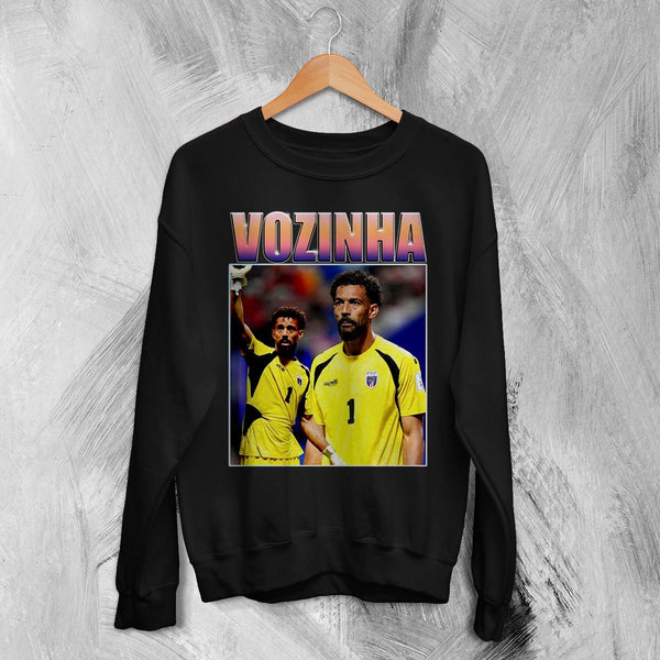 Retro Vozinha Sweatshirt, Vozinha Goalkeeper Shirt, Vintage Soccer Legend Crewneck - Black - WorldWideShirt