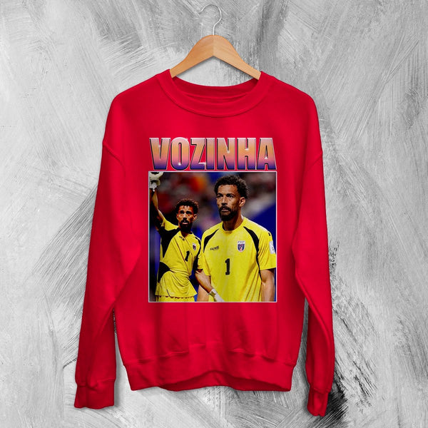 Retro Vozinha Sweatshirt, Vozinha Goalkeeper Shirt, Vintage Soccer Legend Crewneck - Red - WorldWideShirt