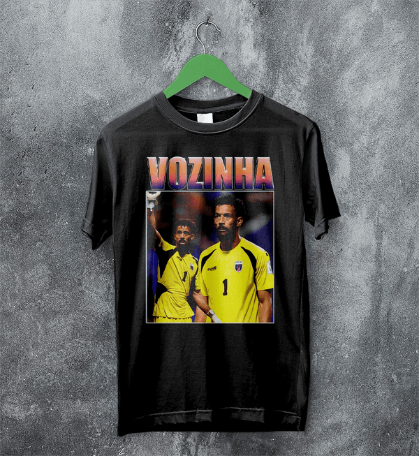 Retro Vozinha T-Shirt, Vozinha Goalkeeper Shirt, Vintage Soccer Legend Tee - Black - WorldWideShirt