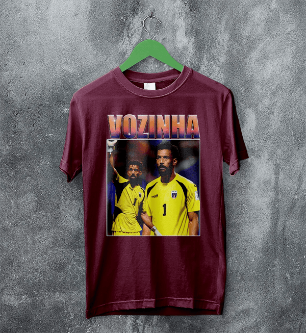 Retro Vozinha T-Shirt, Vozinha Goalkeeper Shirt, Vintage Soccer Legend Tee - Red Maroon - WorldWideShirt