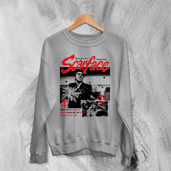 Scarface Crime Sweatshirt Vintage Scarface Movie Shirt Brian De Palma Crewneck - Sport Grey - WorldWideShirt
