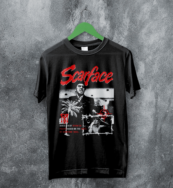 Scarface Crime T-Shirt Vintage Scarface Movie Shirt Brian De Palma Tee - Black - WorldWideShirt