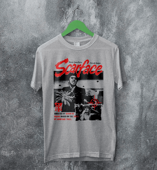 Scarface Crime T-Shirt Vintage Scarface Movie Shirt Brian De Palma Tee - Sport Grey - WorldWideShirt