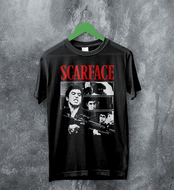 Scarface Tony Montana T-Shirt Gangster Scarface Shirt Crime Movie Tee - Black - WorldWideShirt