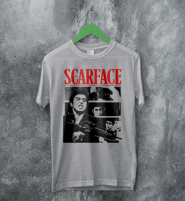 Scarface Tony Montana T-Shirt Gangster Scarface Shirt Crime Movie Tee - Sport Grey - WorldWideShirt