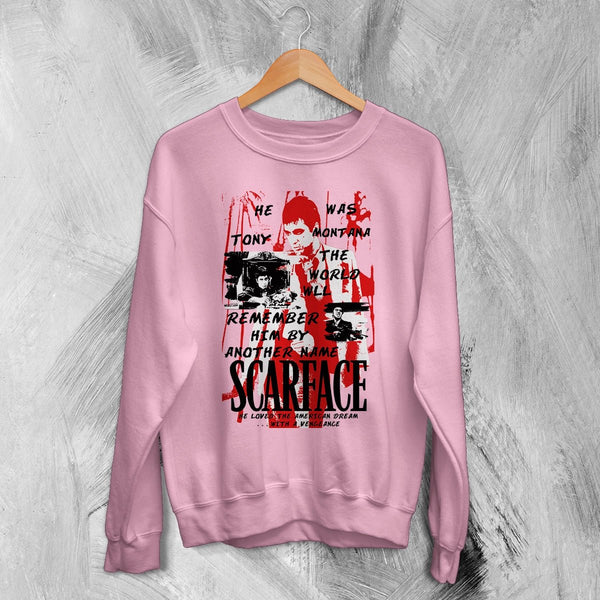 Scarface World Is Yours Sweatshirt Tony Montana Scarface Shirt Vintage Movie Crewneck - Light Pink - WorldWideShirt