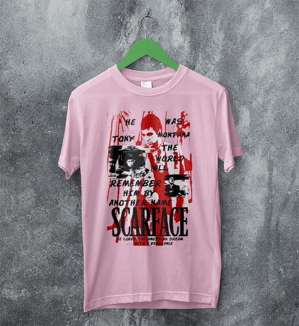 Scarface World Is Yours T-Shirt Tony Montana Scarface Shirt Vintage Movie Tee - Light Pink - WorldWideShirt