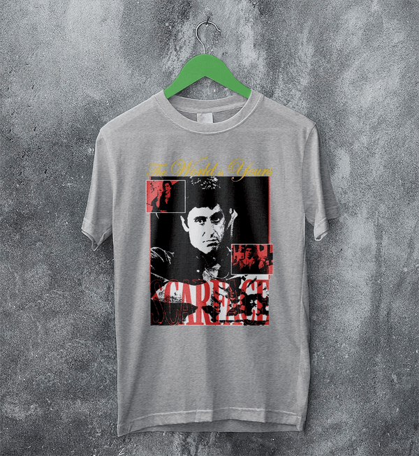 Scarface World Is Yours T-Shirt Vintage Movie Scarface Shirt Crime Gangster Tee - Sport Grey - WorldWideShirt