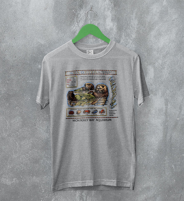 Sea Otter T-Shirt Cute Otters Mammals Animal Shirt Vintage Pet in Aquarium Tee - Sport Grey - WorldWideShirt