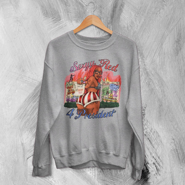 Sexyy Red Tour Sweatshirt In Sexyy We Trust Shirt Sexyy Red For President Crewneck - Sport Grey - WorldWideShirt