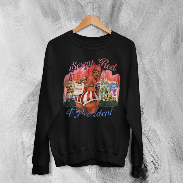 Sexyy Red Tour Sweatshirt In Sexyy We Trust Shirt Sexyy Red For President Crewneck - Black - WorldWideShirt