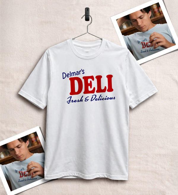 Spider Delmar Deli T-Shirt Superhero Local Queens Shirt Peter Spider Movie Wear - White - WorldWideShirt