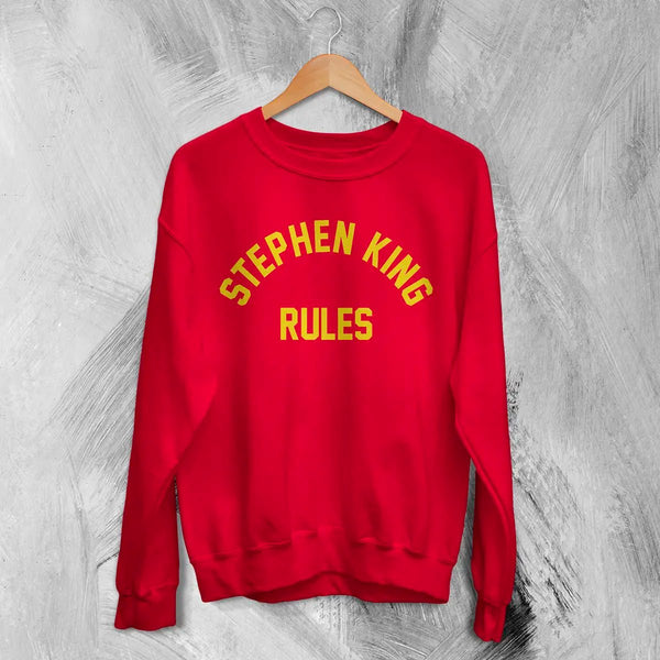 Stephen King Rules Sweatshirt Movie Stephen King Shirt Film Quote Crewneck - Red - WorldWideShirt