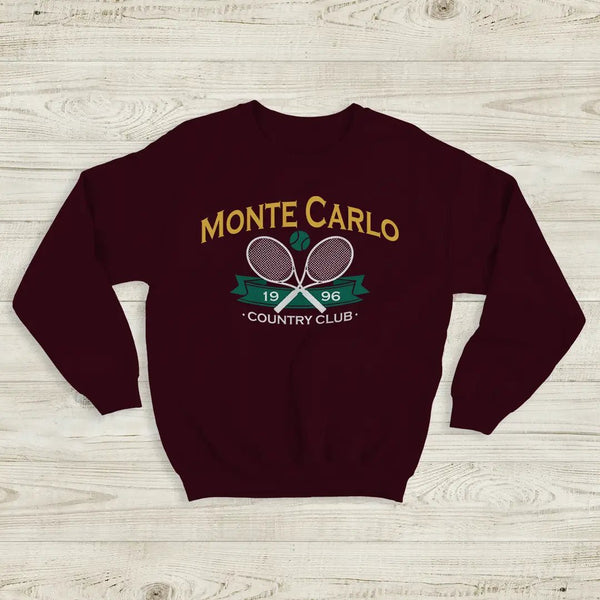 Tennis Sport Sweatshirt 1996 Monte Carlo Tennis Shirt County Club Merch - Red Maroon - WorldWideShirt