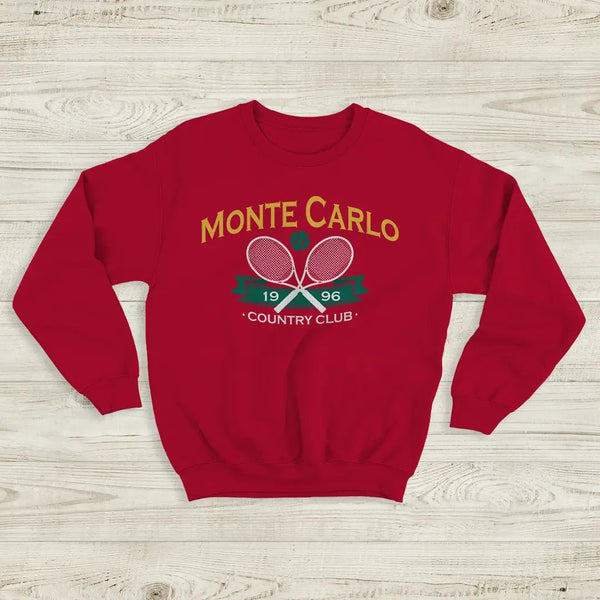 Tennis Sport Sweatshirt 1996 Monte Carlo Tennis Shirt County Club Merch - Red - WorldWideShirt