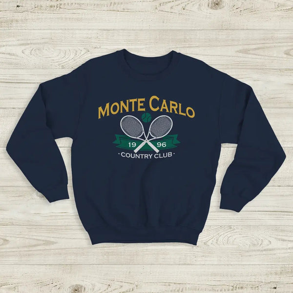 Tennis Sport Sweatshirt 1996 Monte Carlo Tennis Shirt County Club Merch - Navy Blue - WorldWideShirt