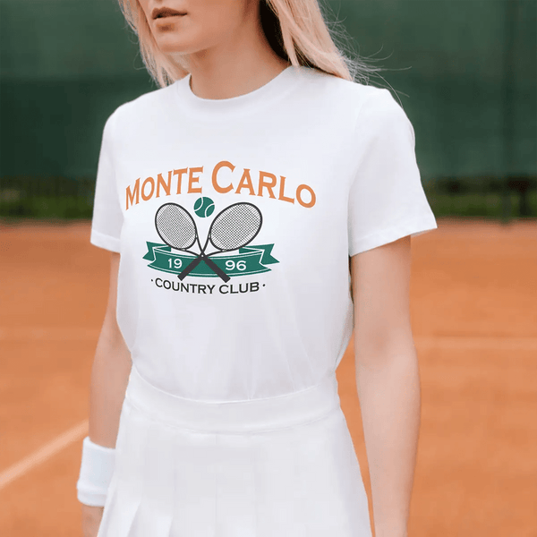 Tennis Sport T-shirt 1996 Monte Carlo Tennis Shirt County Club Merch - White - WorldWideShirt