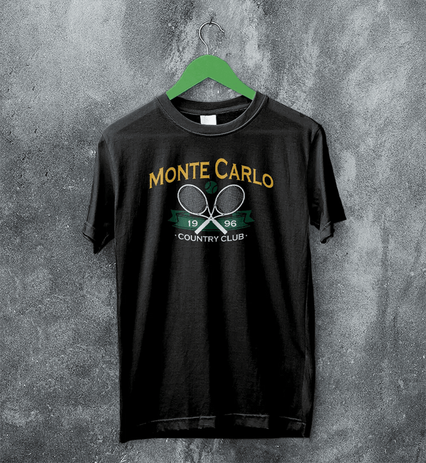 Tennis Sport T-shirt 1996 Monte Carlo Tennis Shirt County Club Merch - Black - WorldWideShirt