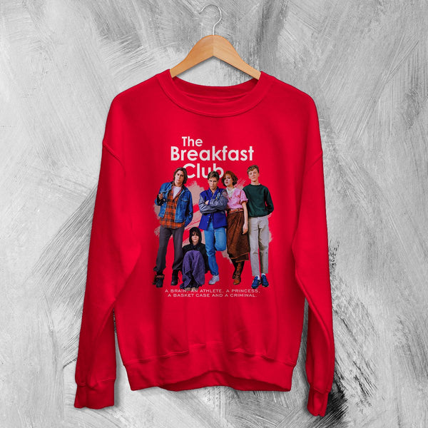 The Breakfast Club Sweatshirt Art Movie Poster Cewneck Comedy Drama Shirt - Red - WorldWideShirt