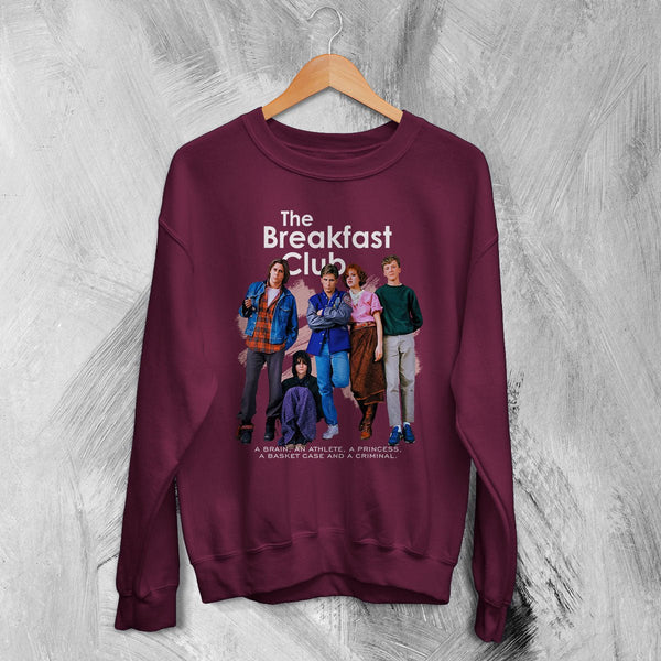 The Breakfast Club Sweatshirt Art Movie Poster Cewneck Comedy Drama Shirt - Red Maroon - WorldWideShirt