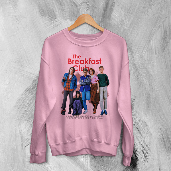 The Breakfast Club Sweatshirt Art Movie Poster Cewneck Comedy Drama Shirt - Light Pink - WorldWideShirt