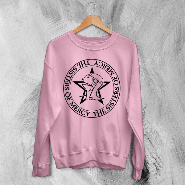 The Sisters of Mercy Logo Sweatshirt Gothic Rock Sisters of Mercy Shirt Punk Crewneck - Light Pink - WorldWideShirt