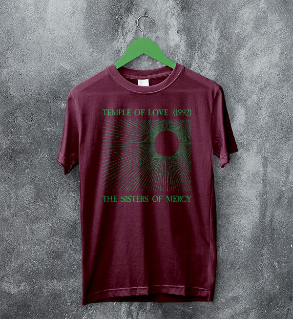 The Sisters of Mercy T-Shirt Temple of Love Shirt 90s Sisters of Mercy Tee - Red Maroon - WorldWideShirt