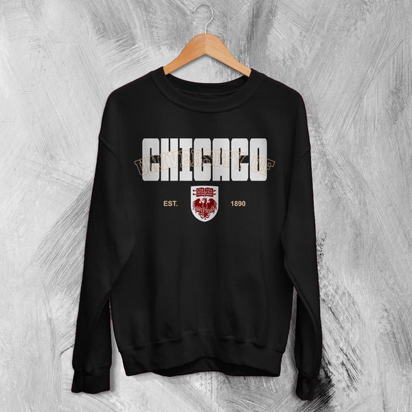 The University of Chicago Sweatshirt Retro Chicago Shirt Est 1890 Campus Merch - Black - WorldWideShirt