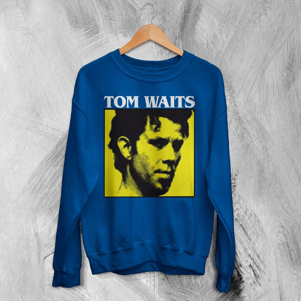 Tom Waits Sweatshirt Jazz Rock Shirt Tom Waits American Music Crewneck - Royal Blue - WorldWideShirt