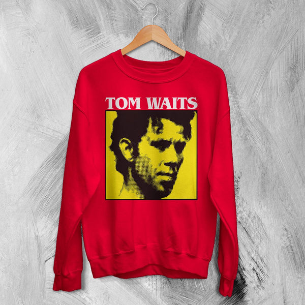 Tom Waits Sweatshirt Jazz Rock Shirt Tom Waits American Music Crewneck - Red - WorldWideShirt