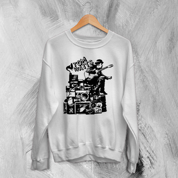 Tom Waits Sweatshirt Legend Composer and Songwriter Shirt Folk Music Merch - White - WorldWideShirt