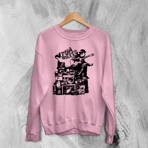 Tom Waits Sweatshirt Legend Composer and Songwriter Shirt Folk Music Merch - Light Pink - WorldWideShirt