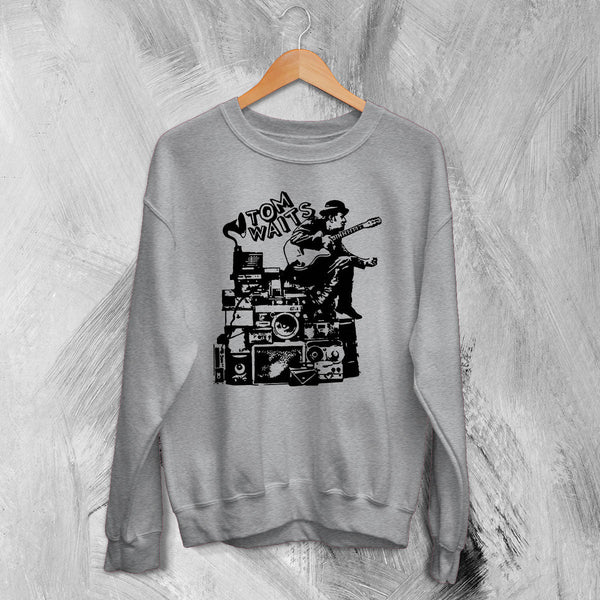 Tom Waits Sweatshirt Legend Composer and Songwriter Shirt Folk Music Merch - Sport Grey - WorldWideShirt
