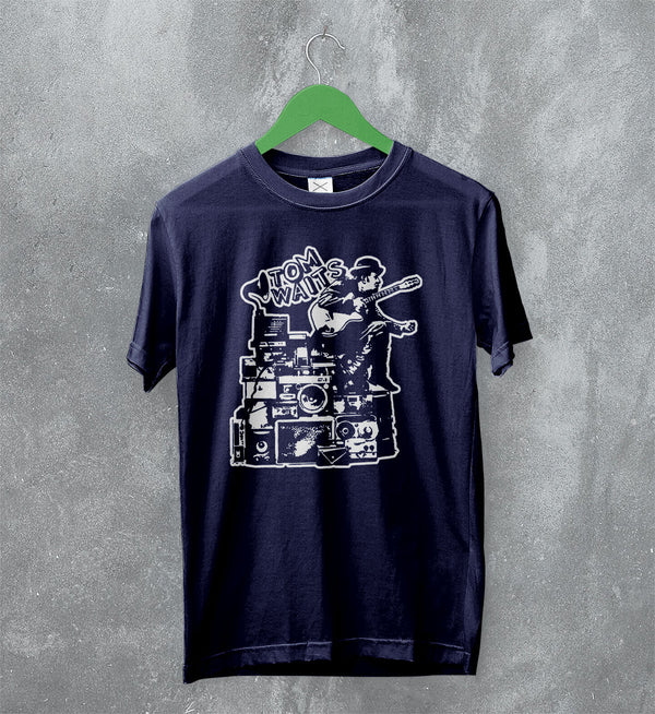 Tom Waits T-Shirt Legend Composer and Songwriter Shirt Folk Music Merch - Navy Blue - WorldWideShirt