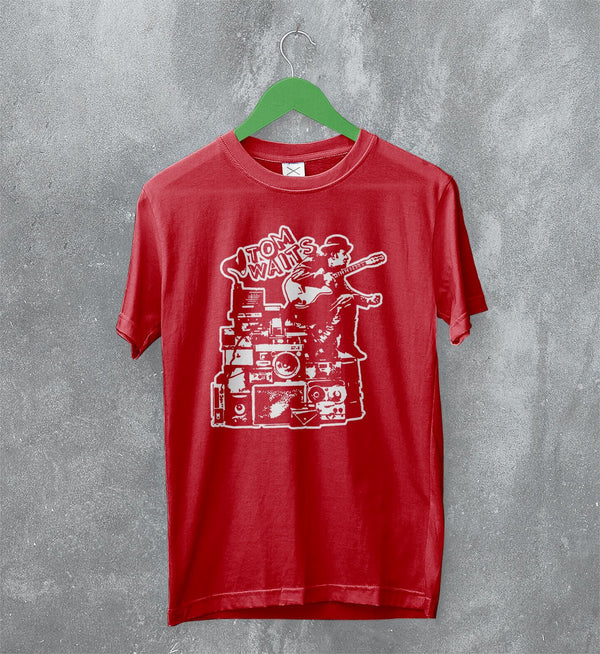 Tom Waits T-Shirt Legend Composer and Songwriter Shirt Folk Music Merch - Red - WorldWideShirt