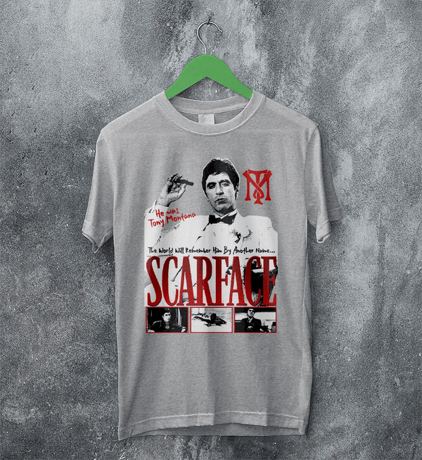 Tony Montana T-Shirt Scarface Movie Shirt Tony Montana Scarface Tee - Sport Grey - WorldWideShirt