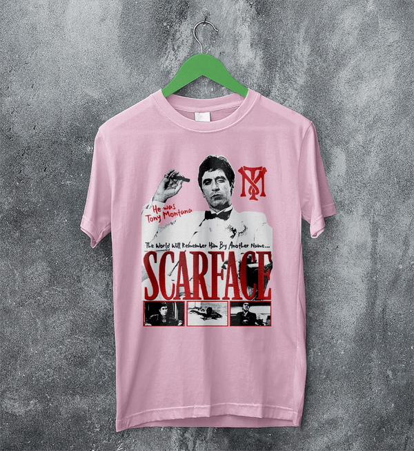 Tony Montana T-Shirt Scarface Movie Shirt Tony Montana Scarface Tee - Light Pink - WorldWideShirt