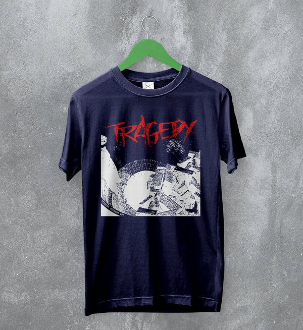 Tragedy Band T-Shirt Vintage Grunge Tragedy Shirt Crust Punk Music Merch - Navy Blue - WorldWideShirt