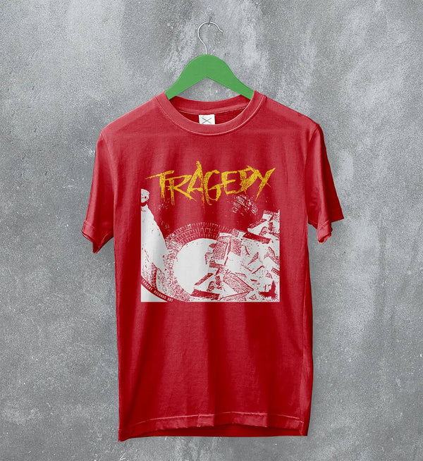 Tragedy Band T-Shirt Vintage Grunge Tragedy Shirt Crust Punk Music Merch - Red - WorldWideShirt