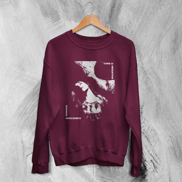 Type O Negative Christian Woman Sweatshirt Bloody Kisses Type O Negative Shirt - Red Maroon - WorldWideShirt