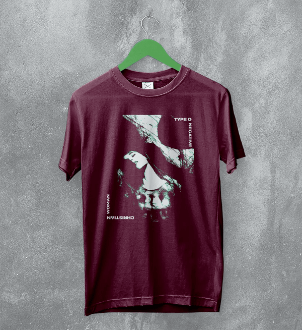 Type O Negative Christian Woman T-Shirt Bloody Kisses Type O Negative Shirt - Red Maroon - WorldWideShirt