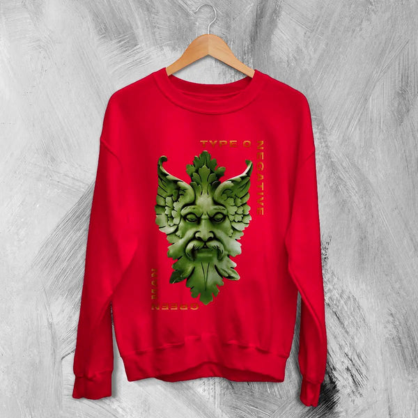 Type O Negative Green Man Sweatshirt Gothic Type O Negative Shirt Music Metal Band - Red - WorldWideShirt